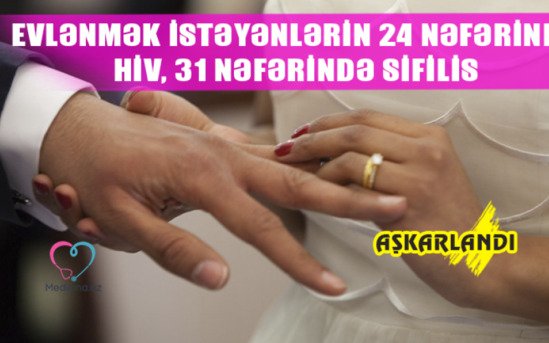 Evlənmək istəyənlərin 24 nəfərində HİV, 31 nəfərində sifilis AŞKARLANDI